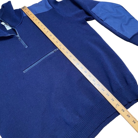 Maky Rib Knit Sweater XL Navy Blue Military Wool Anorak Quarter Zip Double Layer - Picture 7 of 11